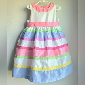 Gymboree- Girls' Pastel Horizontal Striped Party Dress, Sz 4
